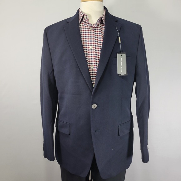 Michael Kors Men's Sport‎ Coat Blazer Two Button KOOP Navy Poly Blend 36S NEW